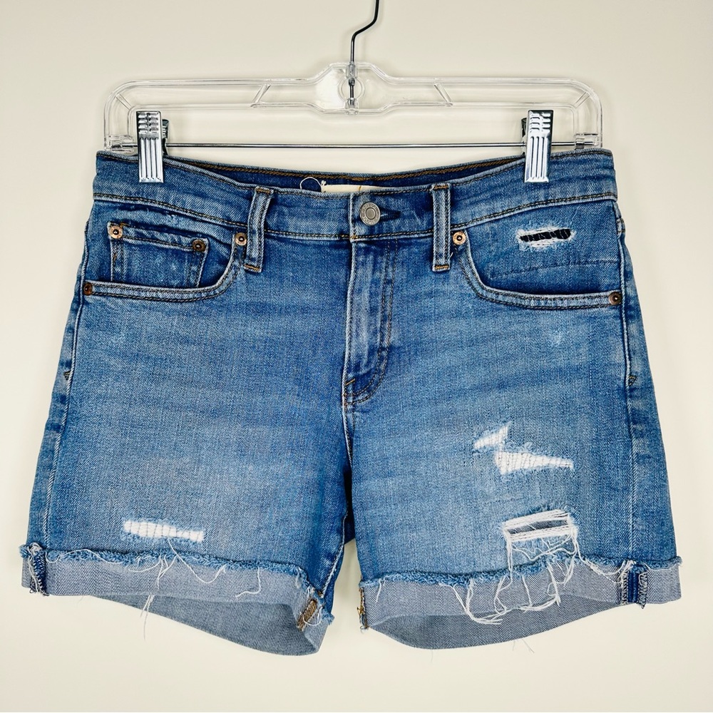 Gap 90s Cuffed Distressed 5" Denim Blue Jean Shorts Size 26